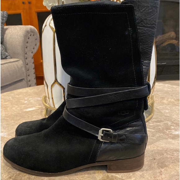 UGG Australia Black Suede/Leather Boots - Picture 3 of 8